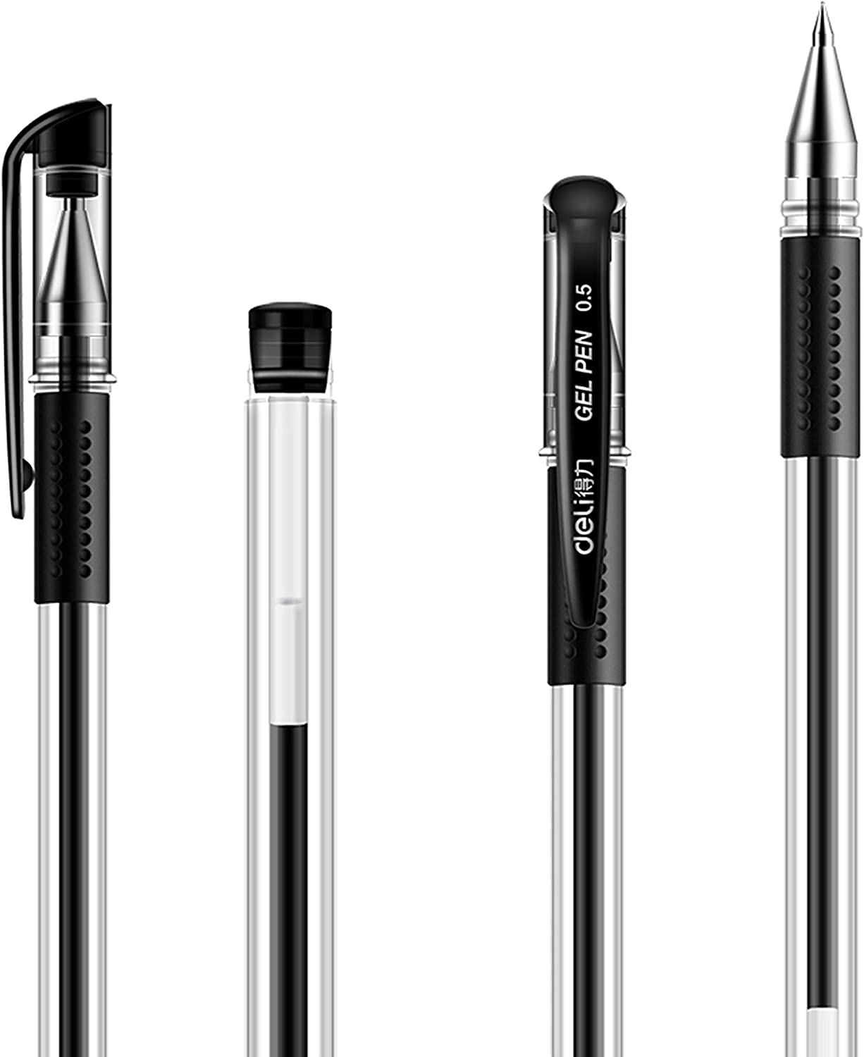 Deli Gel Pens, Liquid Gel Ink Pens, 0.5 Mm, Student Office Supplies, Black, Pack of 12 image number 5