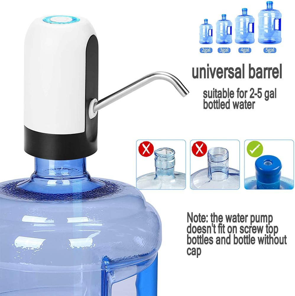 Upgraded Water Bottle Pump, Guangtoul 5 Gallon USB Charging Automatic Drinking Water Pump, Universal 2-5 Gallon Jugs Portable Electric Water Bottle Dispenser for Home Kitchen Office Camping image number 2