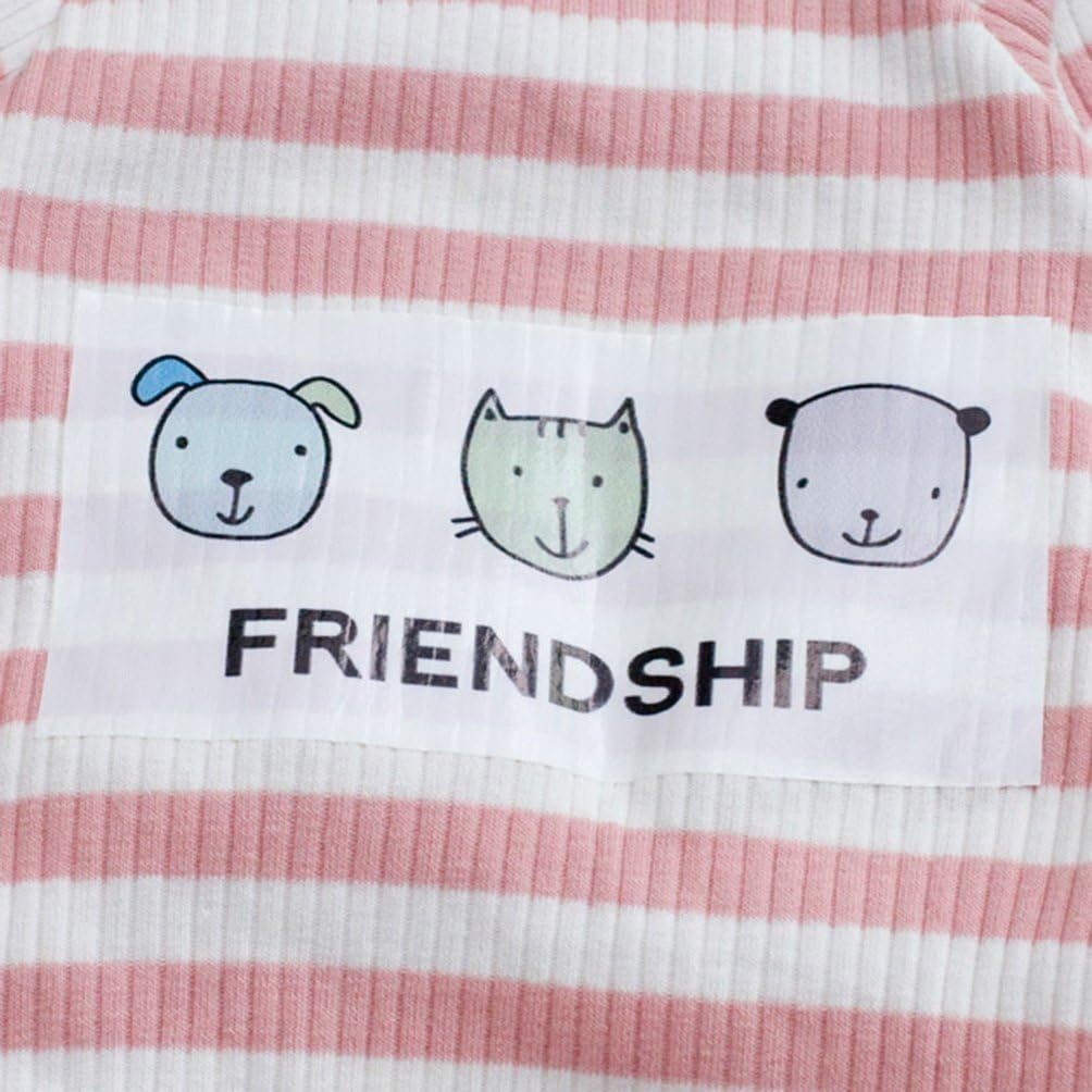 SELMAI Pet Shirt for Yorkshire Terrier Colourful Stripes Soft Cotton Breathable Pyjamas Large Cat Clothes Sleepwear Outfit Easy Slip on Pink S image number 4