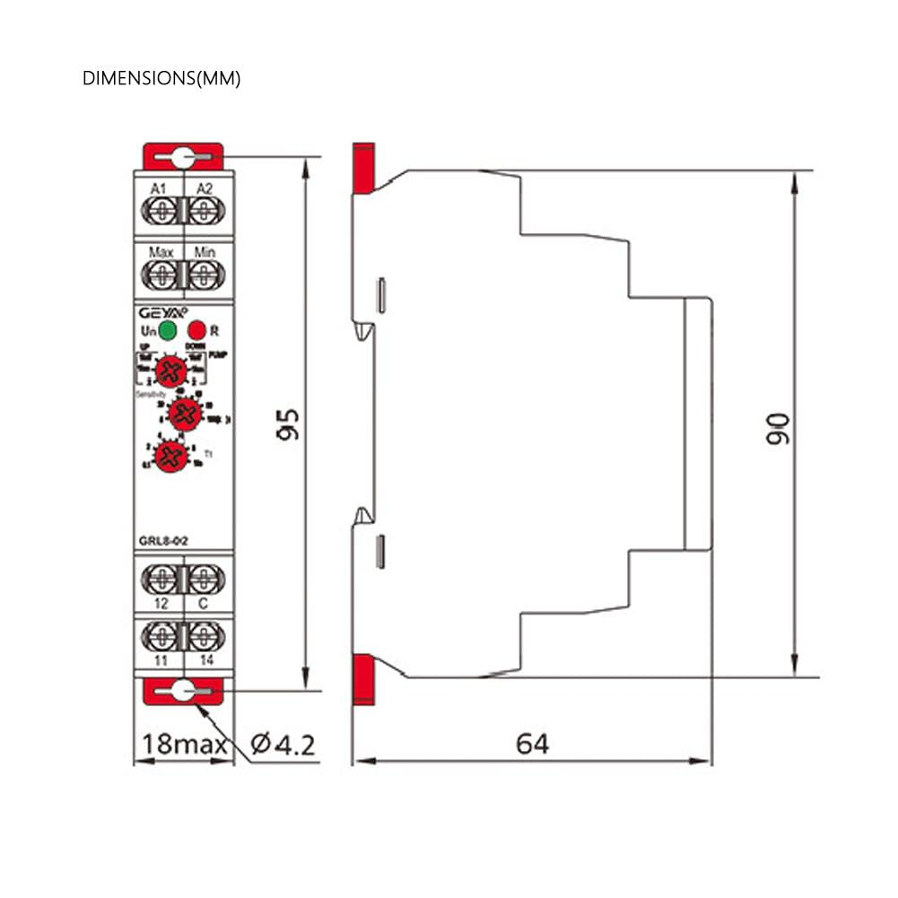 Victool Liquid Level Control Relay GRL8-01, 2 Level Control Mode, 10A AC/DC 24V-240V, Normally Open Silver Contact, DIN Rail Mount, Automatic Operation image number 2