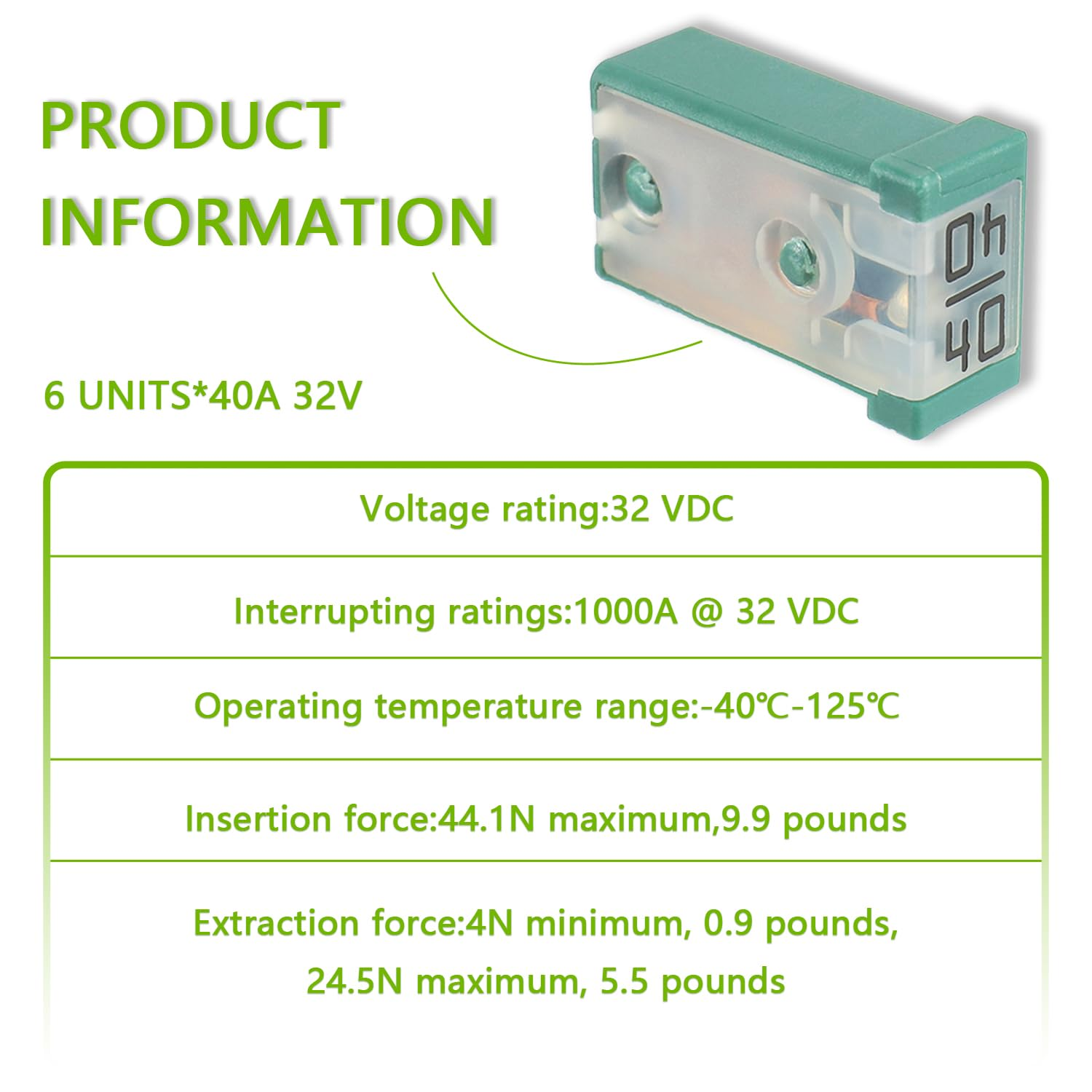 EPLZON 40A 32V Mini Automotive MCASE Shaped Cartridge Fuse Kit(Pack of 6Pcs,40A) image number 4