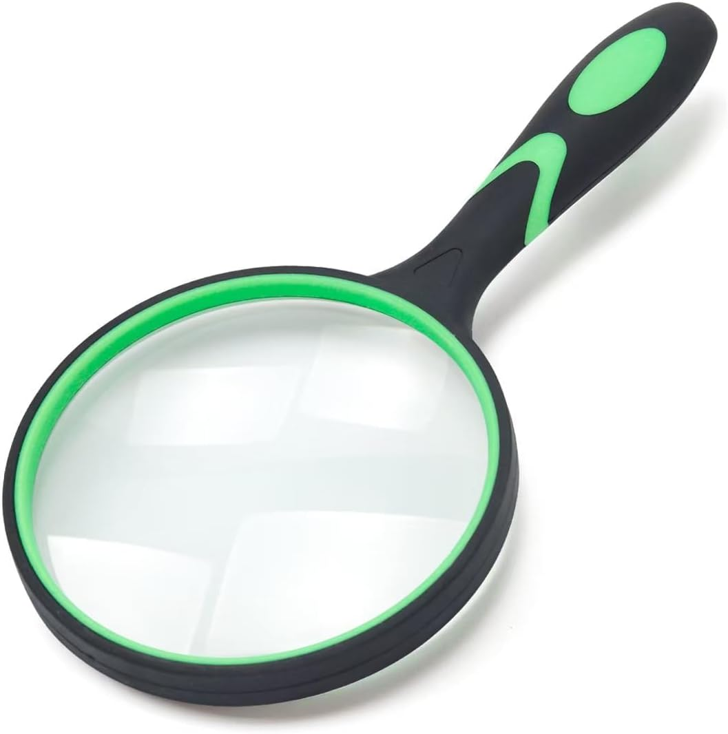 Large Magnifying Glass 10X Handheld Reading Magnifier for Seniors & Kids - 100MM 4INCHES Real Glass Magnifying Lens for Book Newspaper Reading, Insect and Hobby Observation, Classroom Science (Green) image number 5
