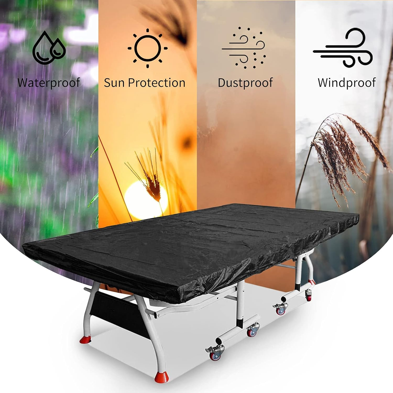 Mingzhe Table Tennis Cover Ox Cloth Waterproof Ping Pong Table Cover with Drawstring Full Protection Dust-Proof Table Cover for Indoor or Outdoor Patio Protective Cover image number 5