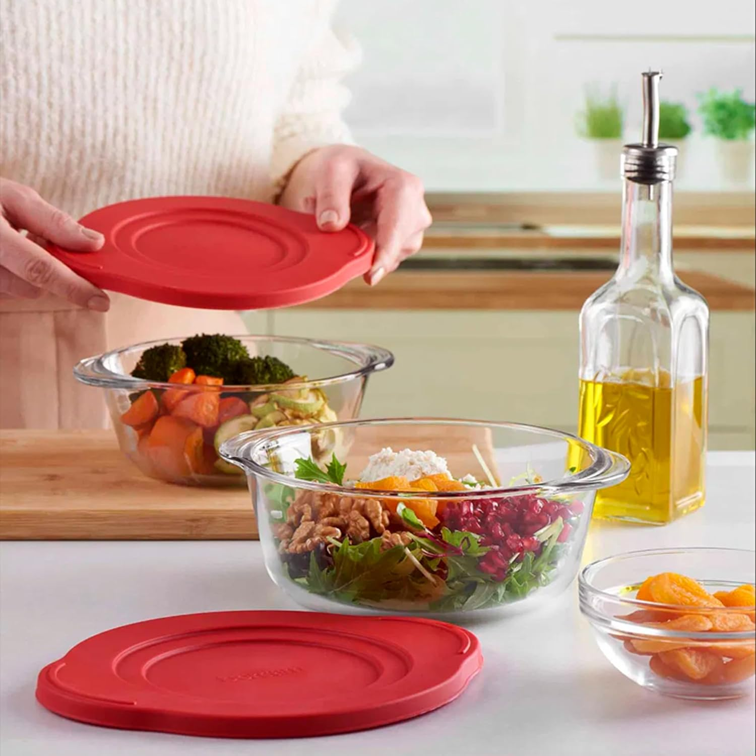 Ums 2.2 Quart Glass Baking Dishes for Oven, Food Storage Containers with Lids, Glass Storage Containers with Lids, Meal Prep Containers, Salad Container for Lunch, Casserole Dishes for Oven image number 1