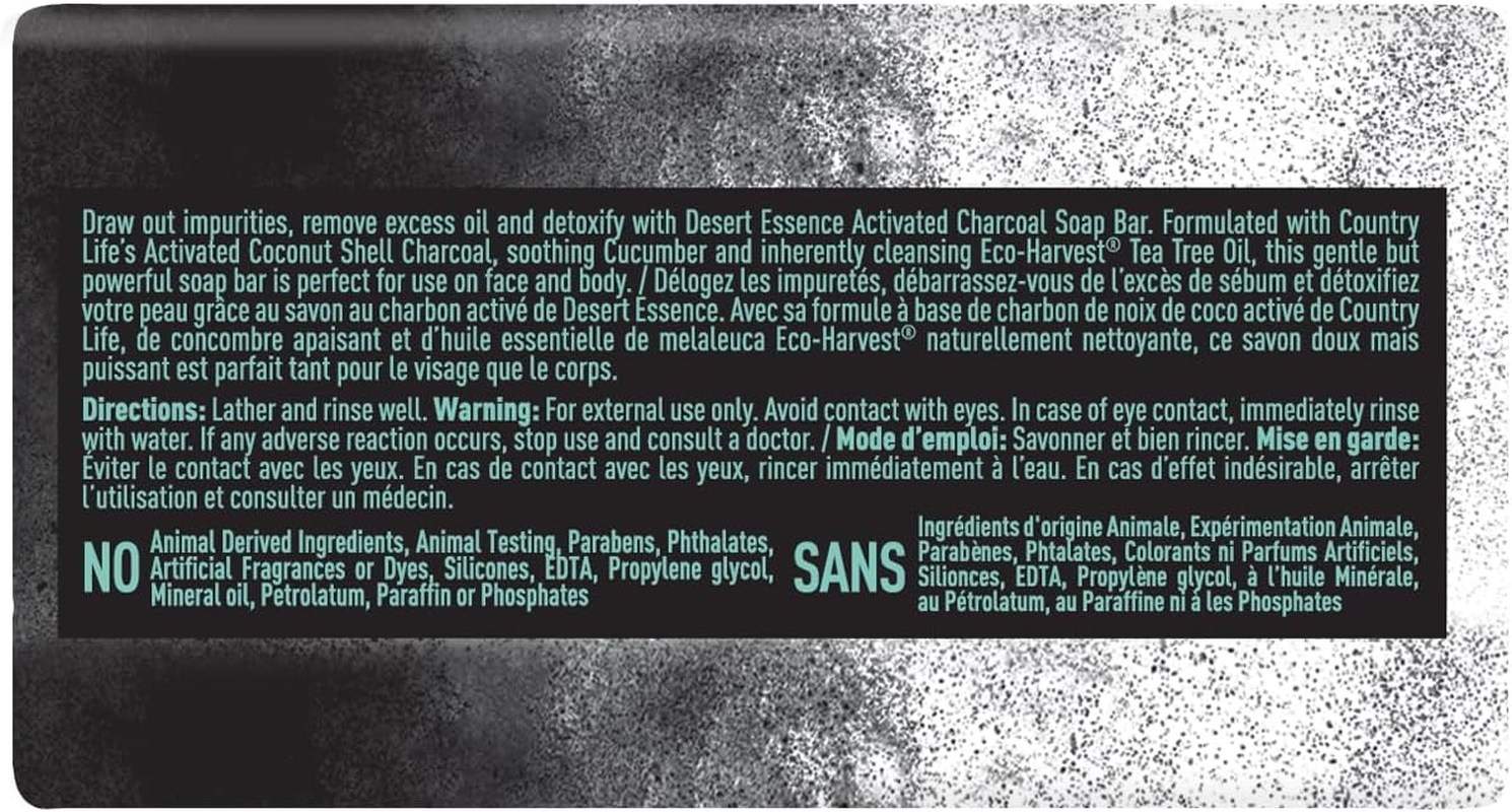 Desert Essence, Soap Bar, Activated Charcoal, 5 Oz (142 G) image number 2