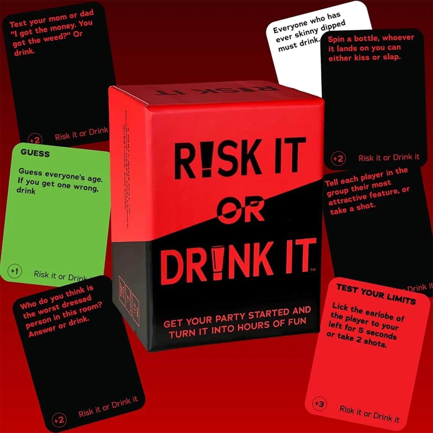 Drinking Games, Games for Adults | Risk It or Drink It | Fun Drinking Card Game Dares, Decisions, and Drinks Interactive Challenges Great for Games Nights, Parties, Hen & Stag Nights, Students & More