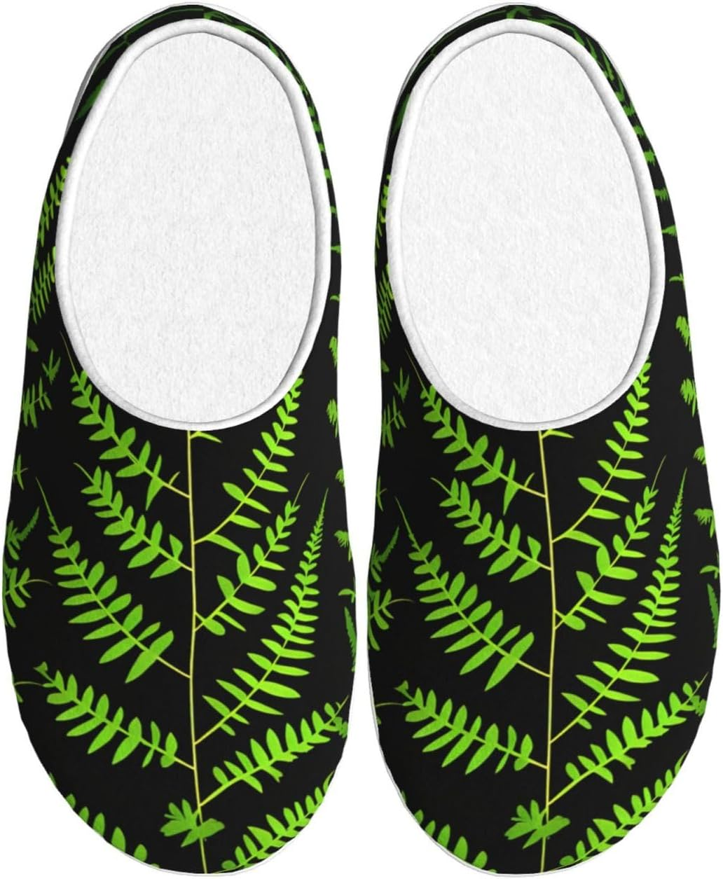 Natural Plant Silhouette Fern Leaf Print Versatile Use anti Pilling Washable Slippers for Women Men Cozy Stylish Shoes, Black, 5