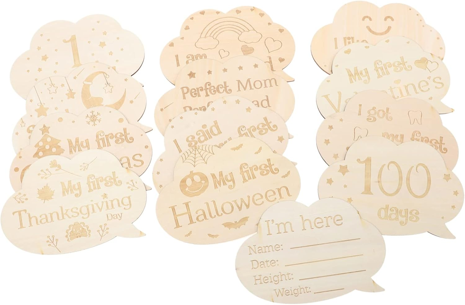 1 Set Monthly Milestone Cards Growth Commemorative Cards Capture Milestones with Double Sided Engraved Discs for Newborn Photo Props