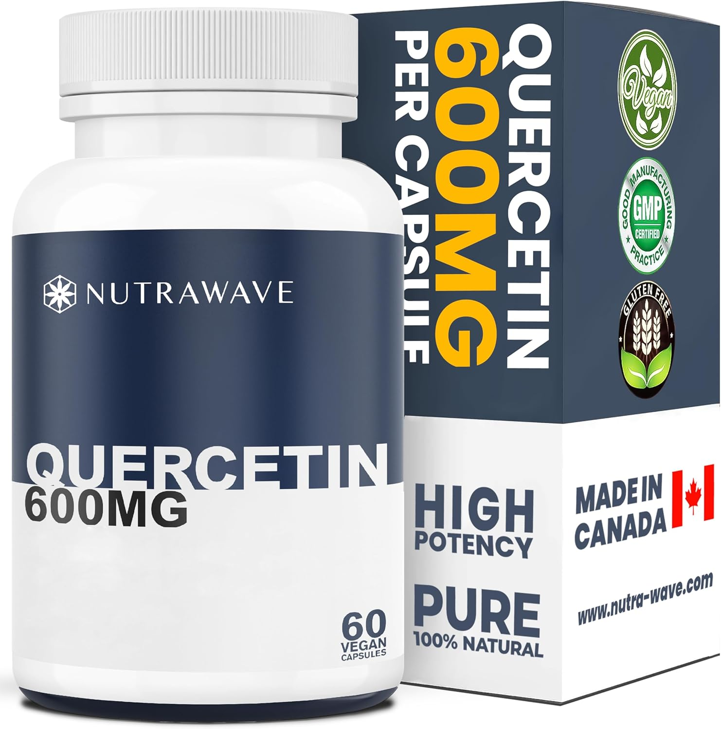 Nutrawave PURE QUERCETIN 1200Mg per Serving (2 X 600Mg Capsules) &ndash; High Strength, Non-Gmo, Vegan, Gluten Free &ndash; 60 Capsules image number 3
