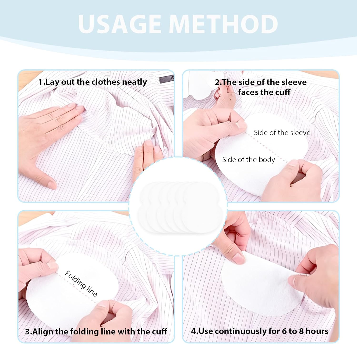120 Pcs Underarm Sweat Pads, Armpit Sweat Absorbing Patch, Sweat Shields Breathable for Women Men Daily Use Prevent Underarm Stains Deodorant Protectors for Clothing Freshness image number 4