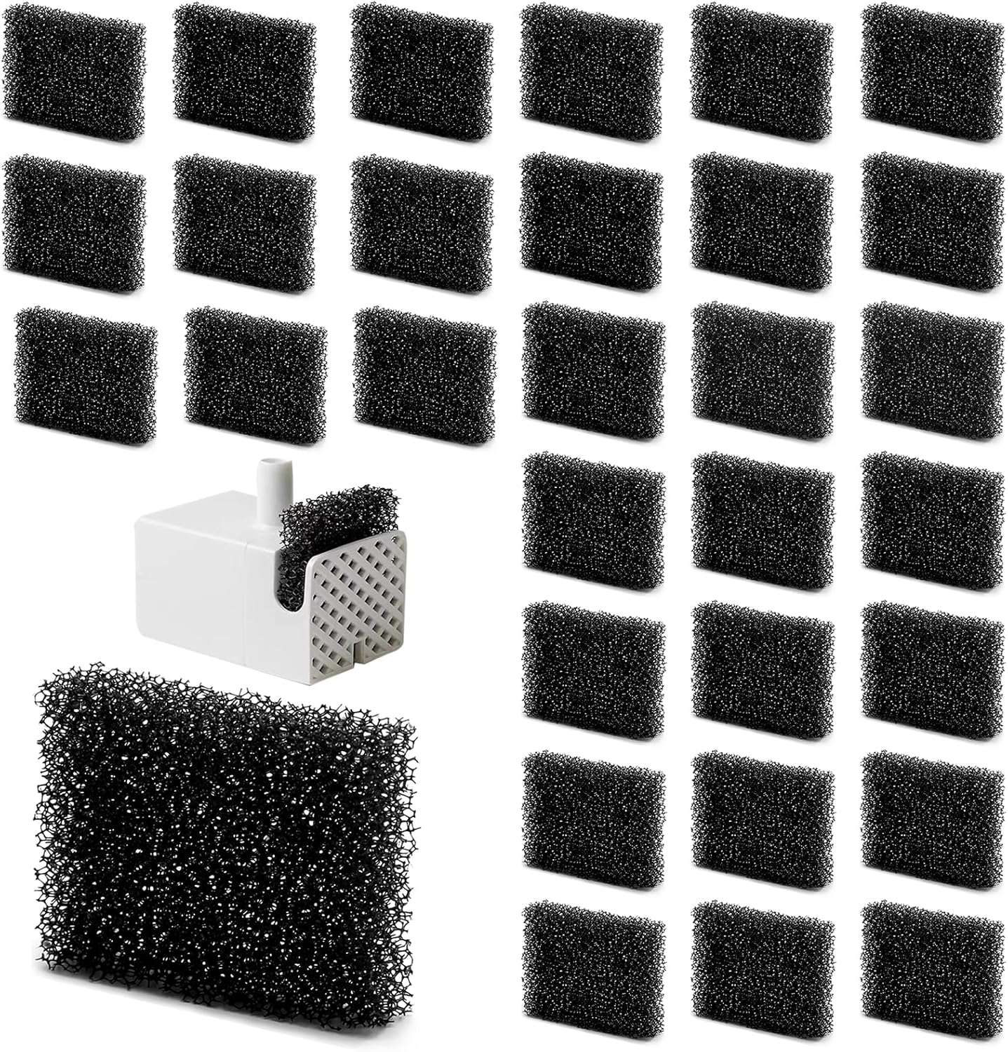 Pack of 30 Pet Fountain Filters, Cat Fountain Filter Replacement Foam Filter for Cat Dog Water Dispenser Filter 35 X 25 X 9 Mm Black image number 6