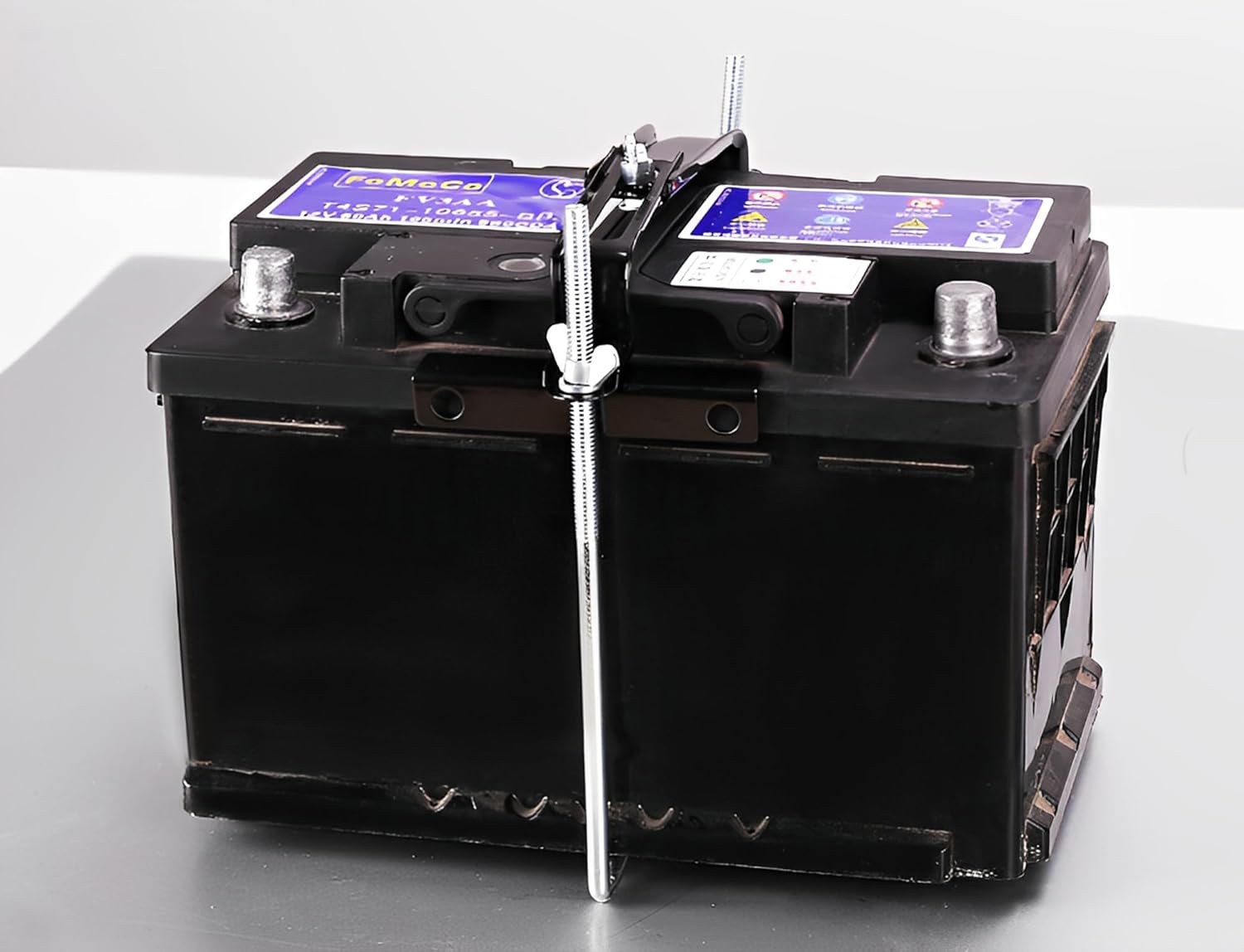 Car Battery Tray, Universal 34.2 X 20Cm/13.5 X 7.9In Battery Hold down Bracket Holder, Heavy Duty Adjustable Battery Crossbar with J Bolt image number 3