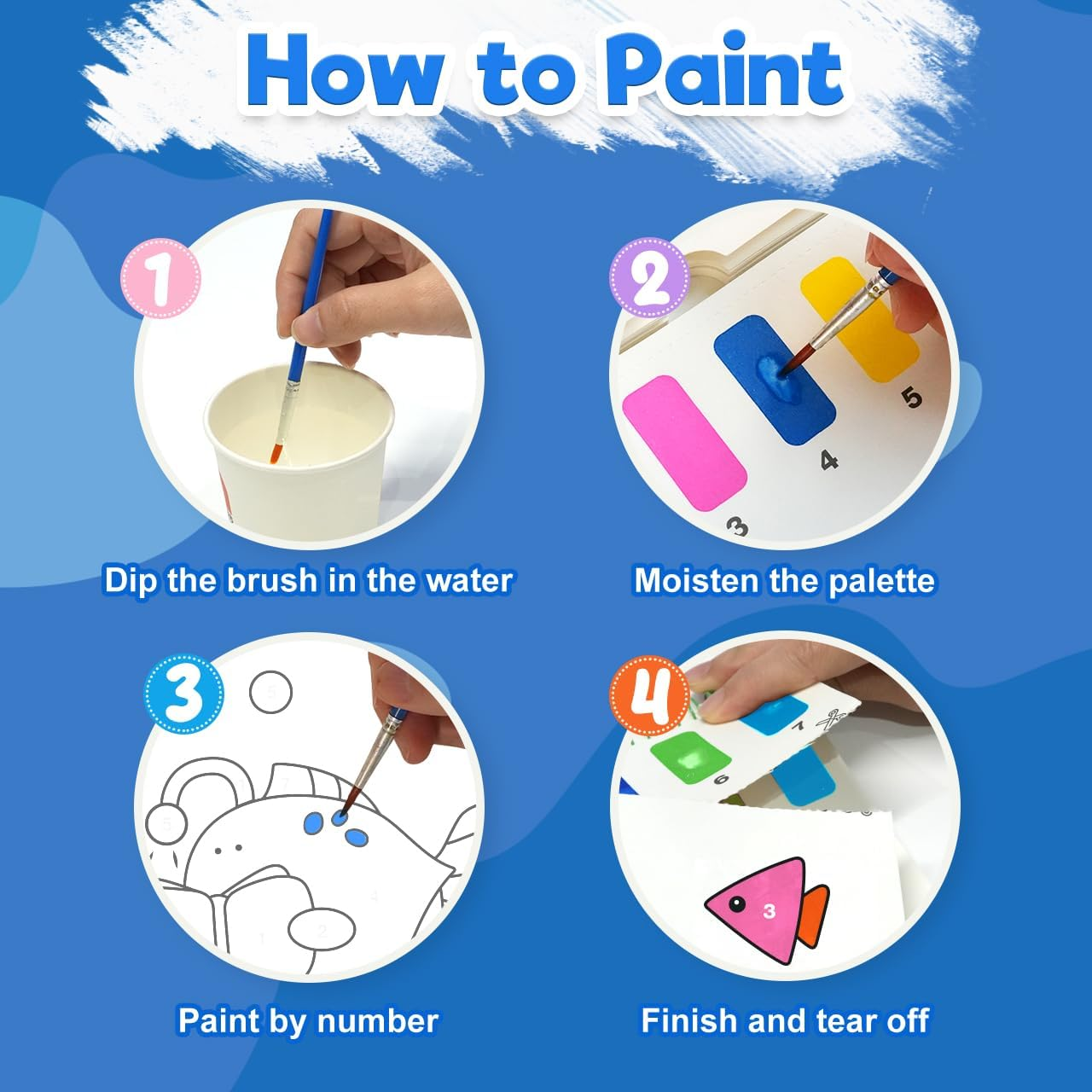 ZMLM Paint with Water Books for Kids - Easter Basket Stuffers Mess Free Coloring Activity for Toddlers - Valentines Birthday Christmas Arts & Crafts Gift Toy for Boy Girl Ages 4 5 6 7 8(Sea) image number 2