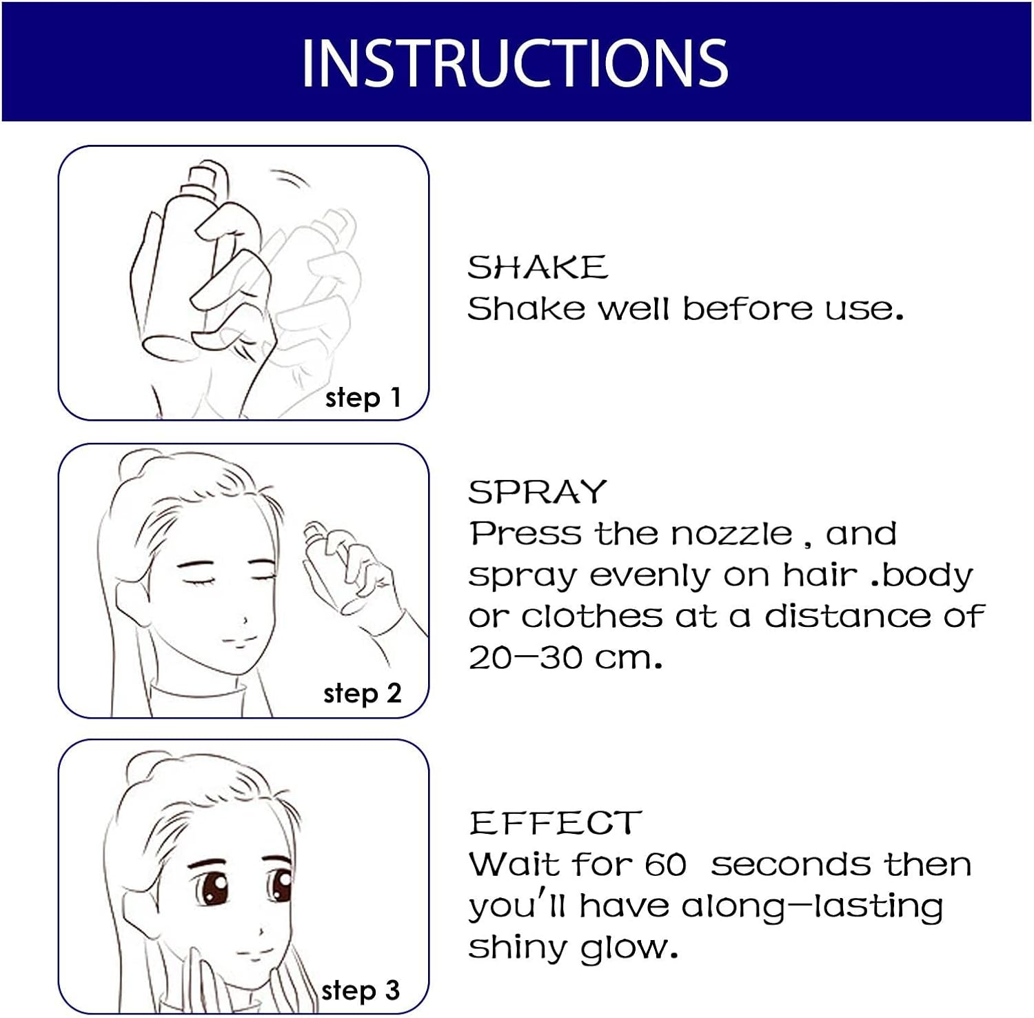 Eigell 60Ml Shiny Glitter Spray Sparkly Shimmery Glow Hair Highlighter Holographic Sprays Glitter Spray for Party Nightclub image number 1