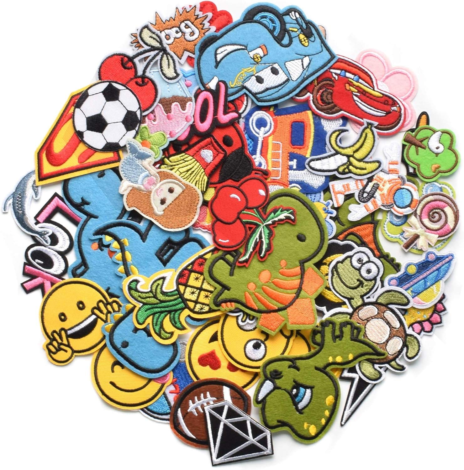 60Pcs Random Assorted Styles Embroidered Patches, Bright Vivid Colors, Sew On/Iron on Patch Applique for Clothes, Dress, Hat, Jeans, DIY Accessories image number 6