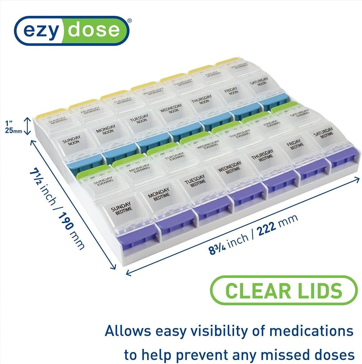 Ezy Dose Weekly 4X/Day Push Button Medtime Planner Pill Reminder (2XL) image number 6