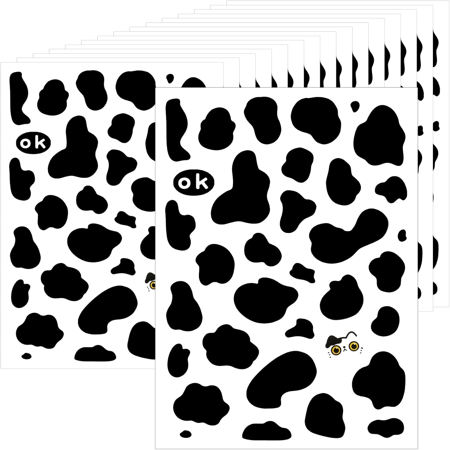 600Pcs Cow Print Stickers, Self-Adhesive Wall Decals Vinyl Print, Black Waterproof Animal Stickers for Cow Themed Bathroom, Nursery, Bedroom and Living Room Wall Decor image number 4