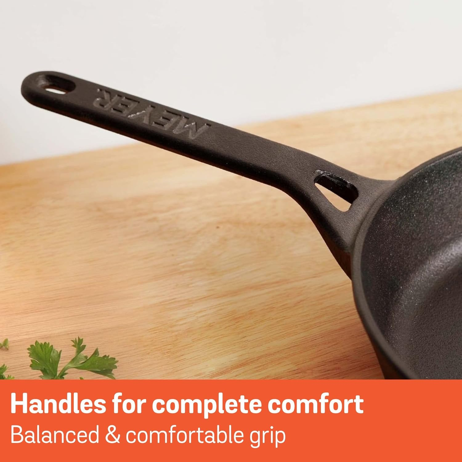 Meyer Pre-Seasoned Cast Iron Cookware 25Cm Grill Pan, Pots and Pans, Induction Compatible, Oven Safe, Black