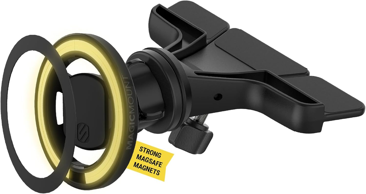 Scosche SMS1CD Magsafe CD Slot Phone Mount, Adjustable Magnetic Cell Phone Holder for Car CD Player, Compatible with Iphone 16 15 14 13 12 Pro Max Mini Plus, Mag Safe Case & More with Magsafe Ring image number 4