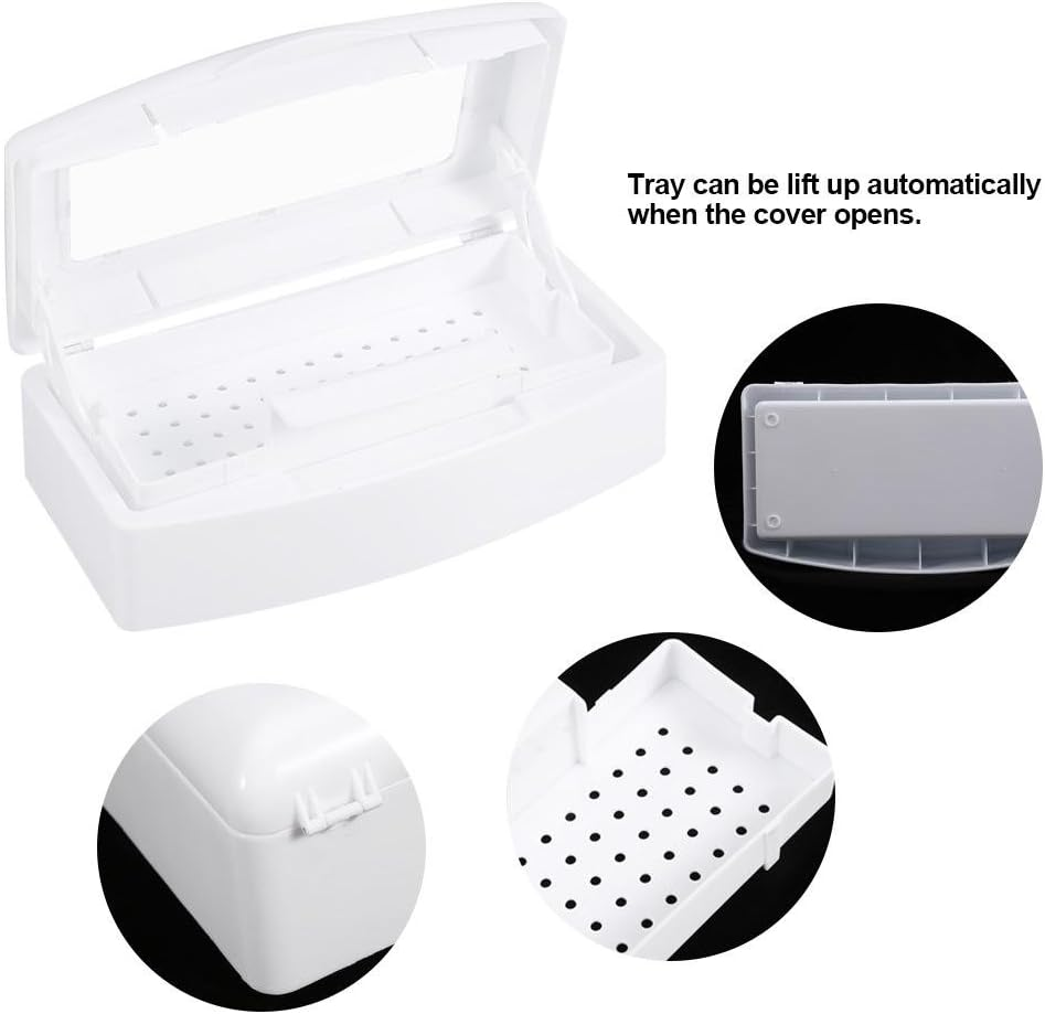 Nail Art Sterilisation Box, Nail Tools Sterilisation Pot Sterilisation Box Disinfectant Container Manicure Tools with Removable Tray for Salon/Home/Hairdresser image number 2
