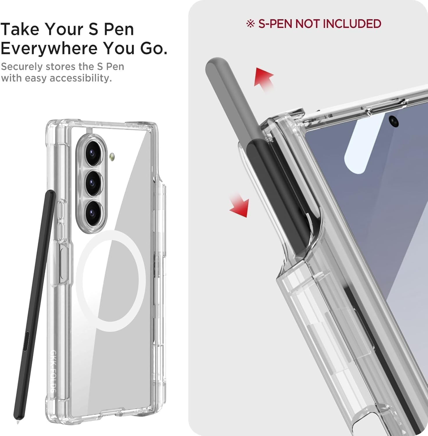 RUNGOS Magnetic for Samsung Z Fold 5 Case Magsafe, with One-Piece Screen Protector [Hinge Protection, S Pen Holder] [Hidden Stand] for Samsung Galaxy Z Fold 5 Case, All-Inclusive Armor Shockproof image number 6