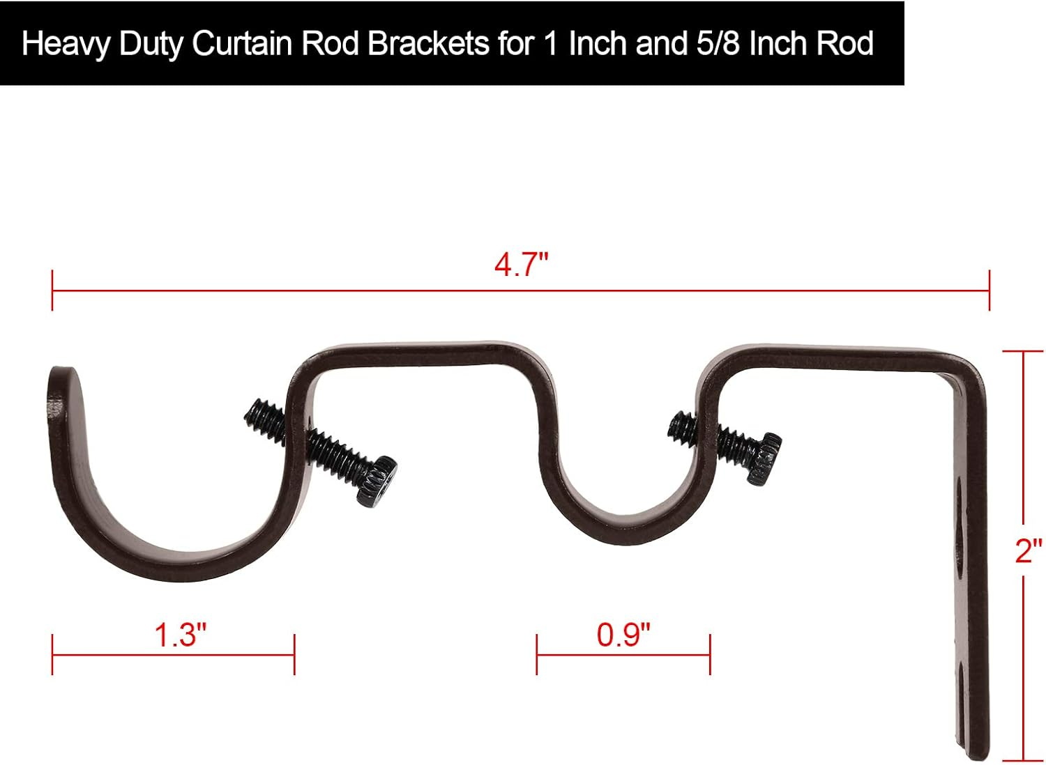 ZOEYES 8 Pack Heavy Duty Double Curtain Rod Brackets, Bronze, Iron Frame, Wall Mount, Perfect for Bedroom, Living Room, Dining Room image number 1