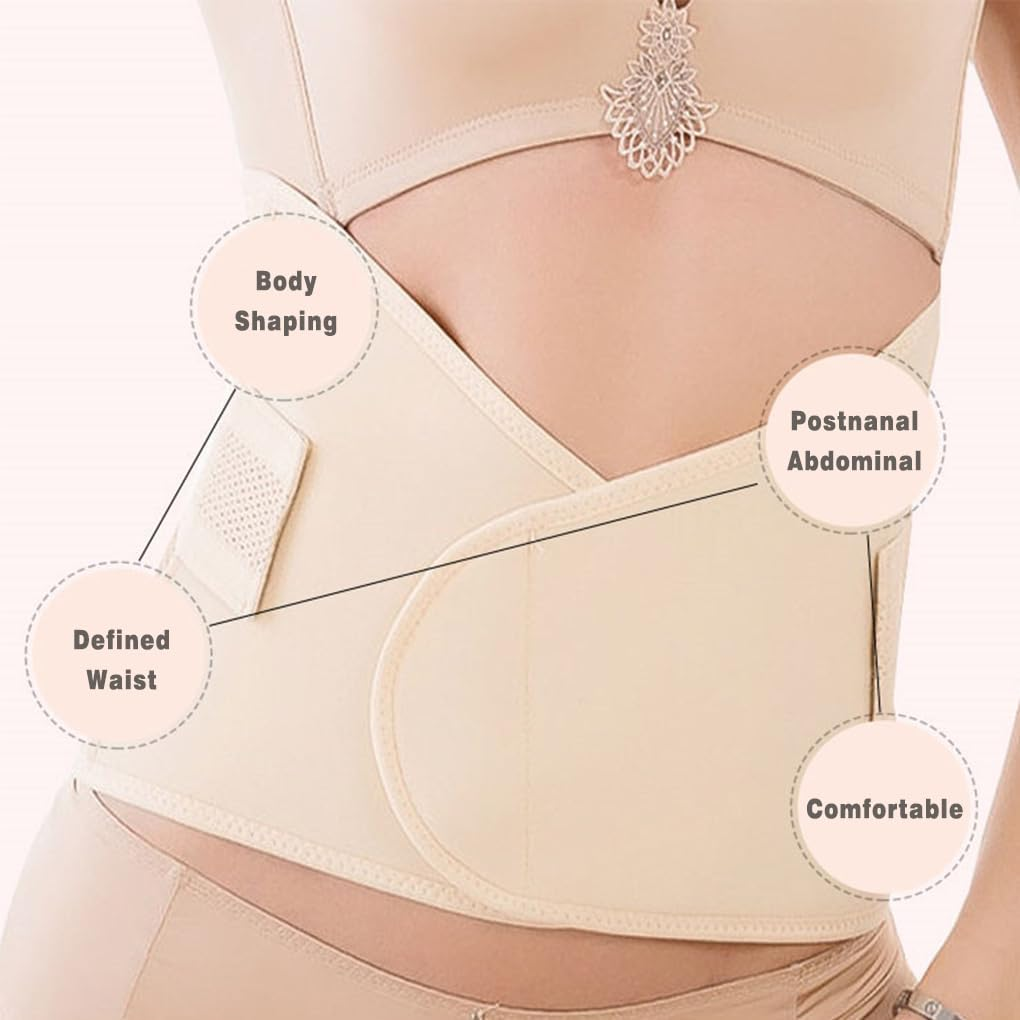 Vivva Belly Band Recovery Support Belt Wrap- Post Partum Girdles Tummy Bandit Binder - Postnatal Abdomen Pelvic Compression Corset Binding Body Shaper Shapewear image number 4