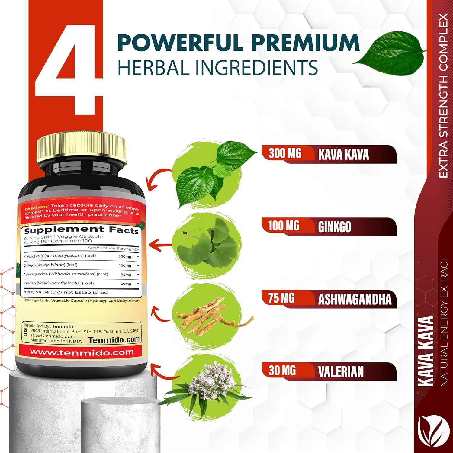 Kava Kava Supplement Extract Capsules 6550Mg, 4 Months Supply with Ginkgo, Ashwagandha, Valerian- Relaxation Supports Supplement- 120 Vegan Capsules image number 2