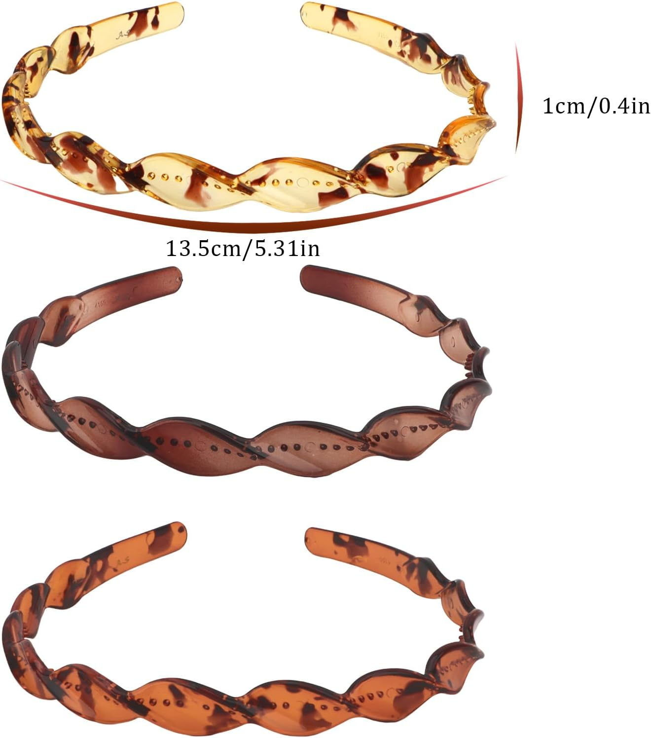 Exipsat Pack of 3 Spiral Headband Set, Women'S Zigzag Headband, Stylish Plastic Headband for Women image number 3