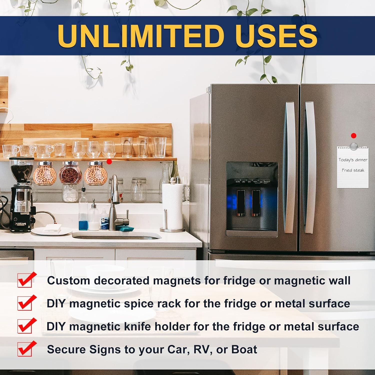 UCINNOVATE Neodymium Disc Magnets, 32X 3Mm Rare Earth Powerful with Double-Sided Adhesive for Wall, Fridge DIY Whiteboard, Cute Locker Magnets 6 Pack image number 3