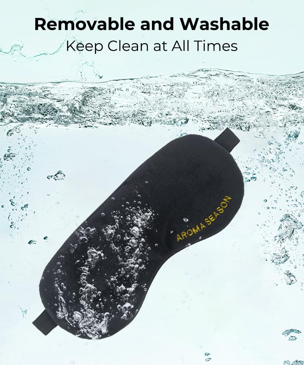 Aroma Season Heated Eye Mask, Warm Eye Compress for Dry Eyes MGD Stye Blephartitis Sinus Migraine, Graphene Heating Element with Natural Lavender Pack (Black) - Black image number 5