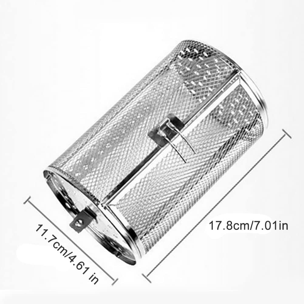 Yueyang Stainless Steel Grilled Cage, BBQ Grill Roaster, Rotisserie Grill Basket for Vegetables, Nuts, Fruits & Meats, with Door Opening Design