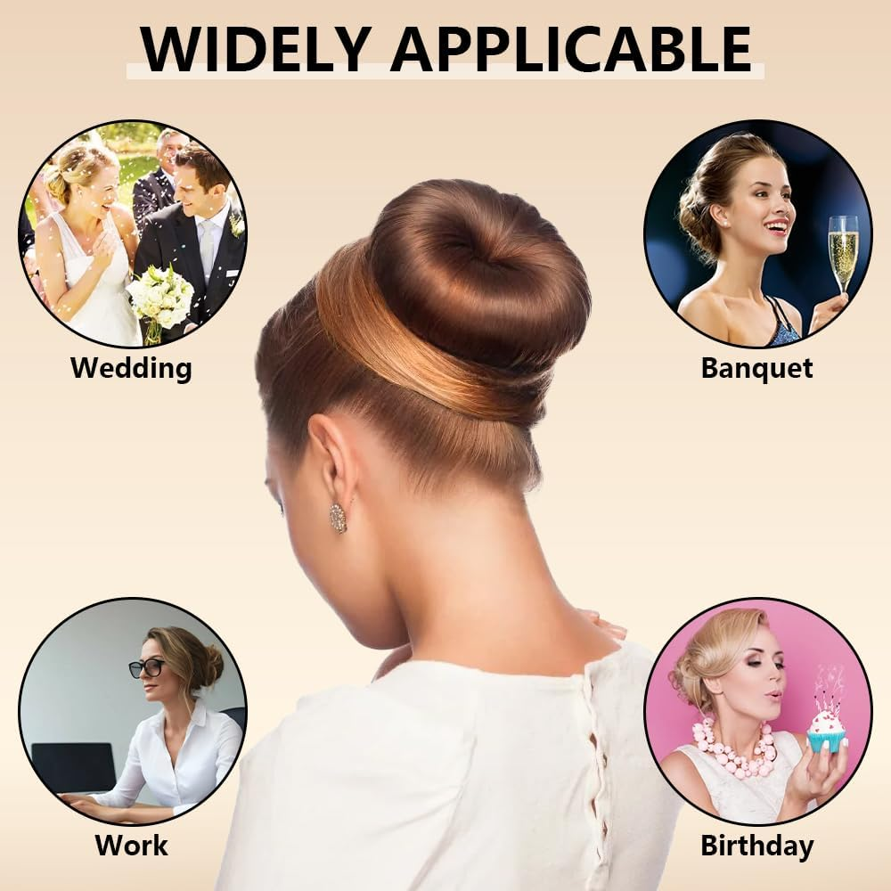 Zegnuem Black Hair Donuts 24Pcs Hair Donuts for Hair Bun Styling Tool Set for Buns with 20 Pins & 4 Headbands Professional Bun Maker for Girls Dancers Ballet Womenbuns image number 5