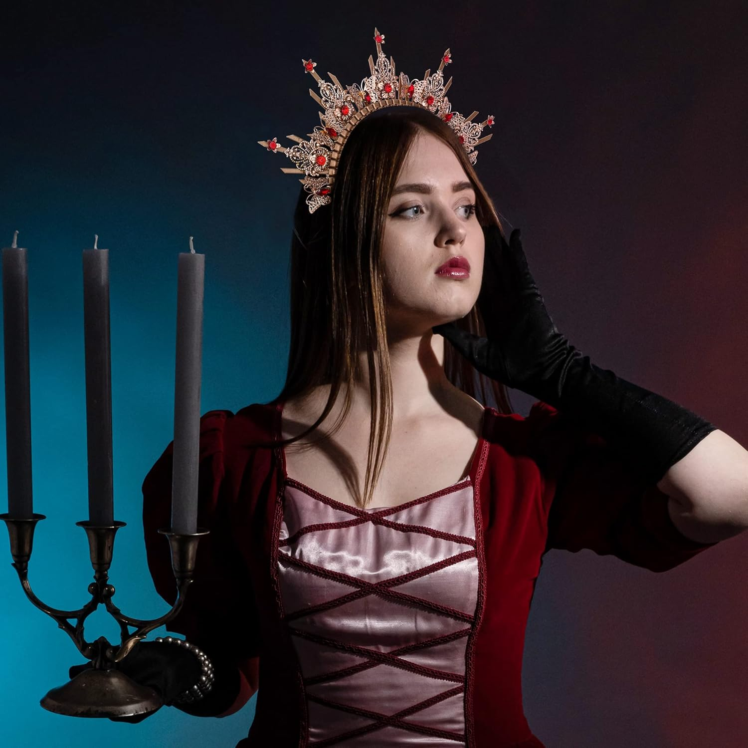 Partyforu Goddess Halo Crown for Halloween, Butterfly Halo Headpiece for Renaissance Women Cosplay Photo Shoots image number 2