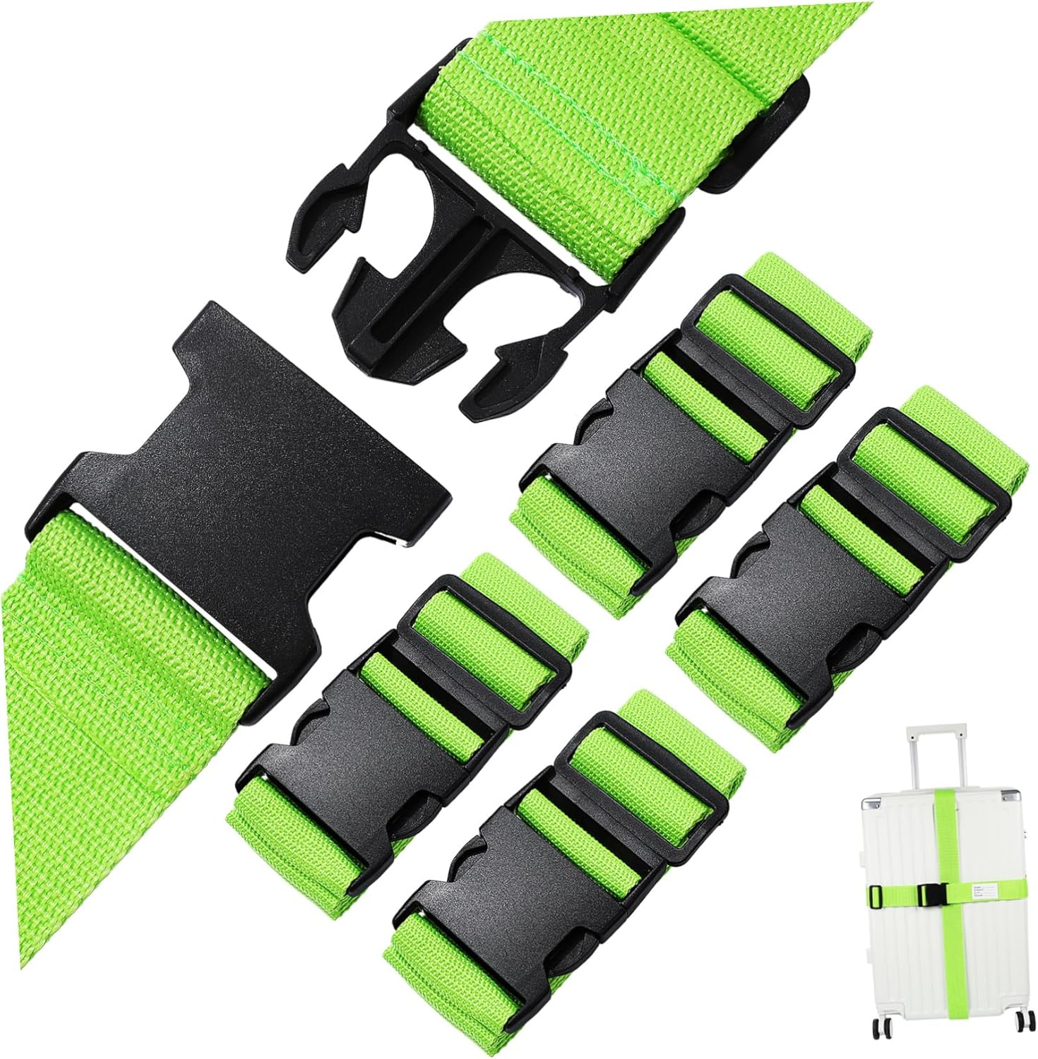 Anneome 4Pcs Adjustable Fluorescent Luggage Straps with Quick Release Buckle for Suitcases Enhanced Visibility and Flexible Fit Travel Suitcase Belts for Easy Identification and Secure