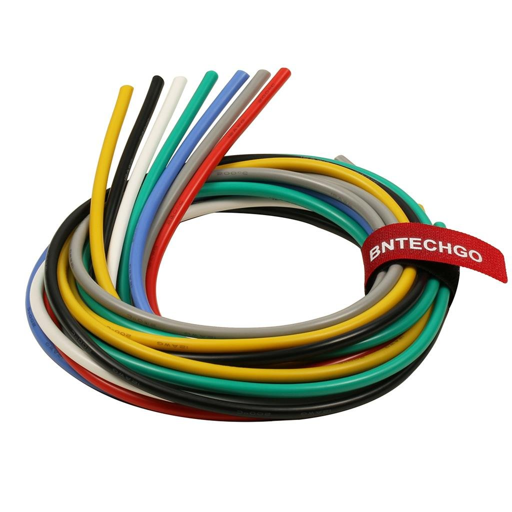 BNTECHGO 12 Gauge Silicone Wire Kit Ultra Flexible 7 Color High Resistant 600V 200 Deg C Silicone Rubber Insulation 12 AWG Silicone Wire 680 Strands of Tinned Copper Wire Stranded Wire Cable image number 1