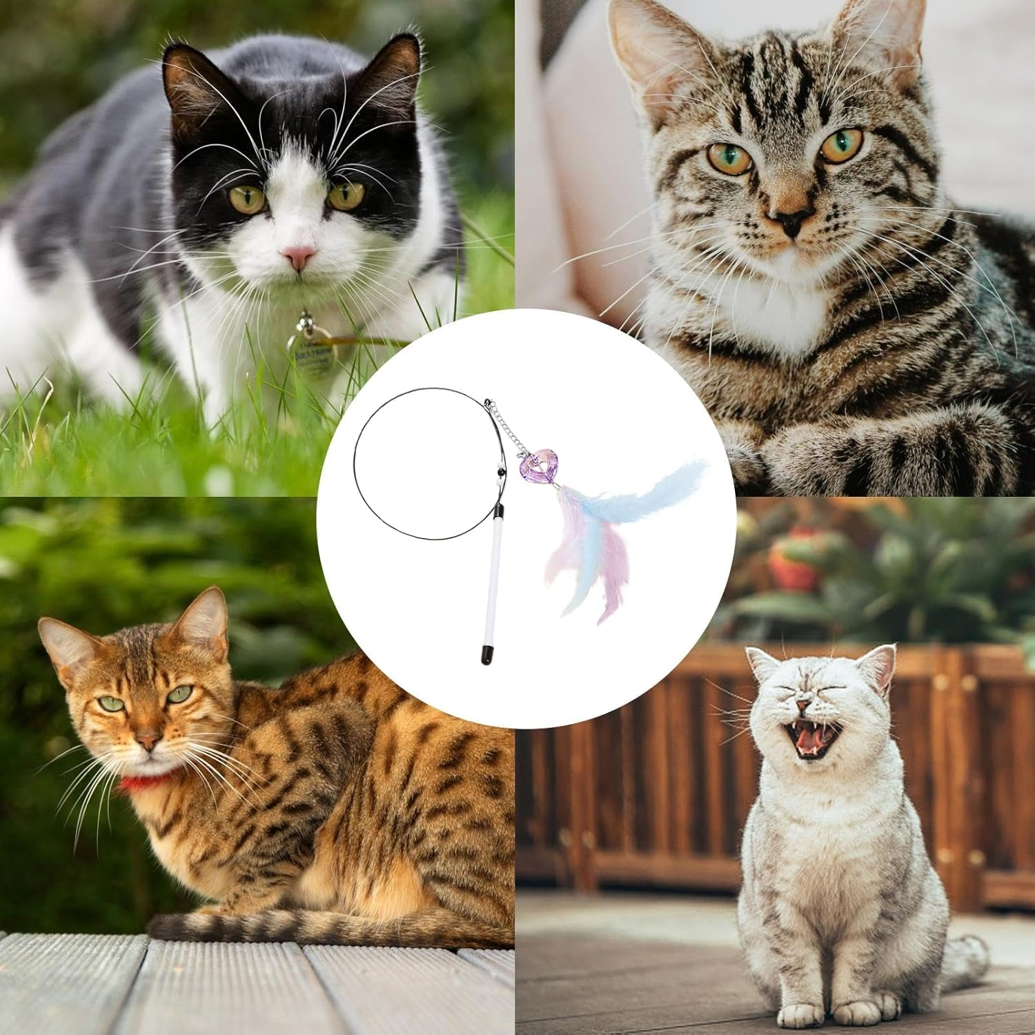 Qkbuza Cat Wand Toy - 31.5Inch Realistic Interactive Game - Interactive Cat Teaser - for Exercise Playtime Routine Enrichment Indoor Daily Bonding Relaxation Home Kitten