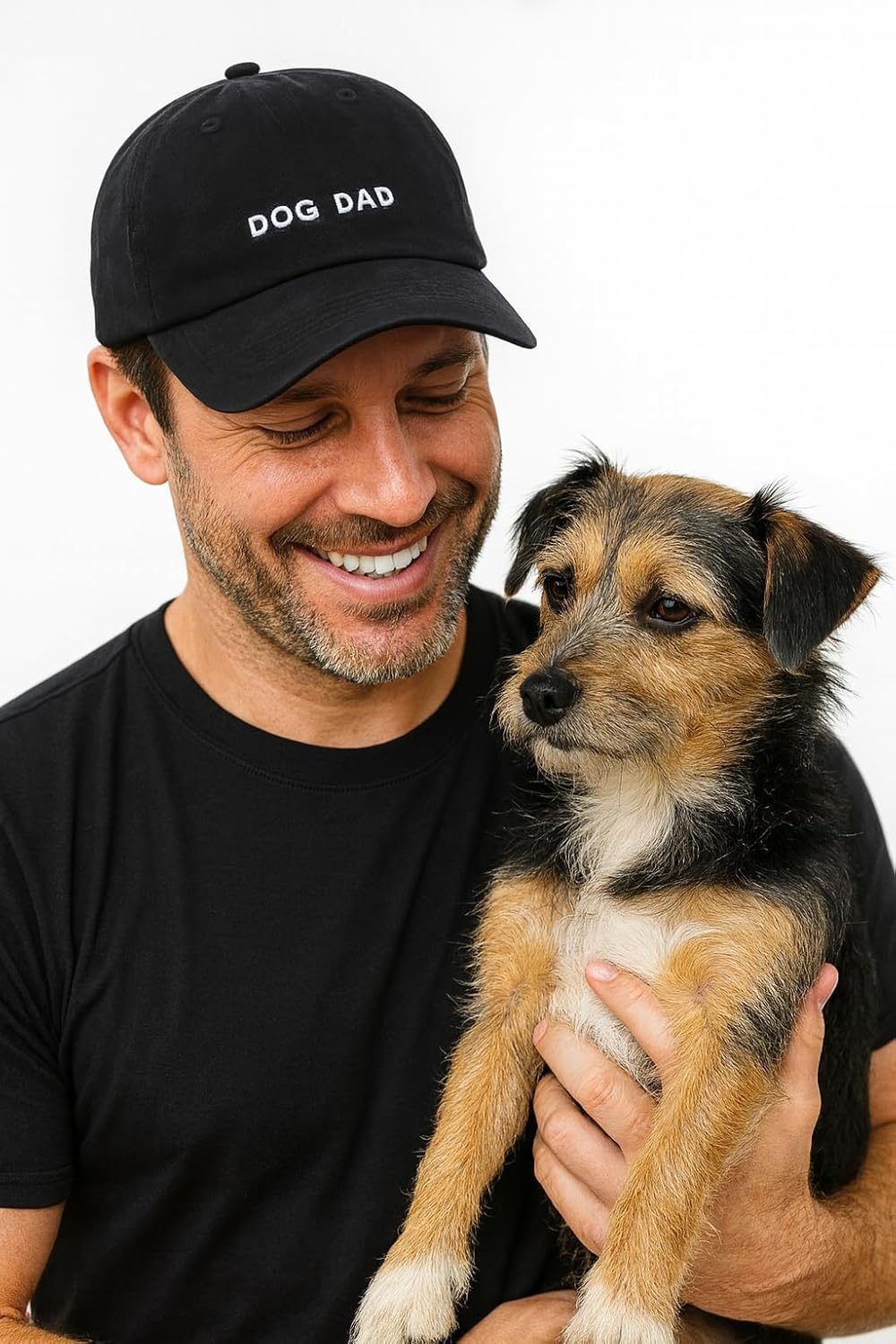 Hatphile 6 Panel Soft Embroidery Dog Dad Hat Dog Mom Hat Adjustable Baseball Cap Dog Lover Gifts for Men/Women - Dog Dad Black Cap image number 6