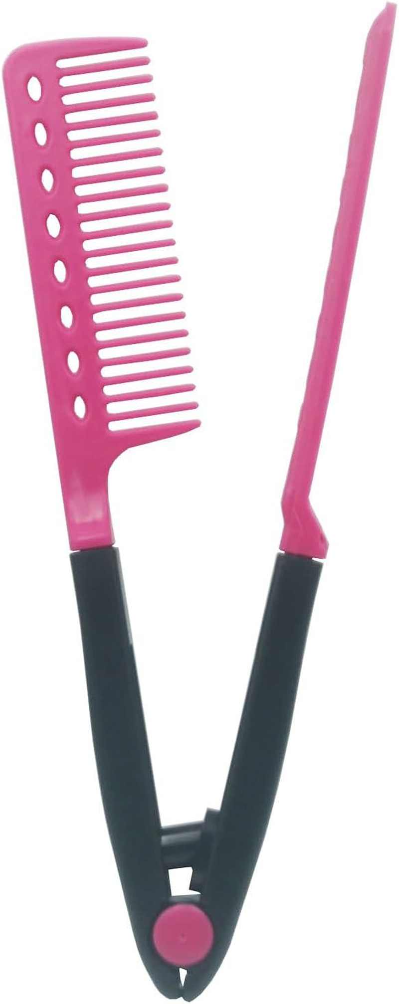 Zqzeen 3 PCS Set V Shaped Plastic Hair Straightening Comb DIY Salon Hair Brush Combs image number 3