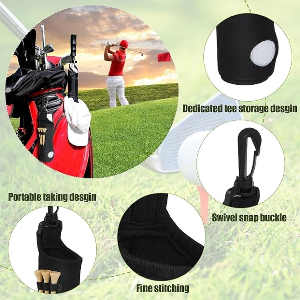 4 Pcs Golf Ball Tee Holder, Pouch Neoprene Golf Ball Pouch, Lightweight Portable Golf Ball Holder,Golf Tee Utility Bag, Golf Ball Carry Bag with Belt Clip, for Women Men Club image number 2