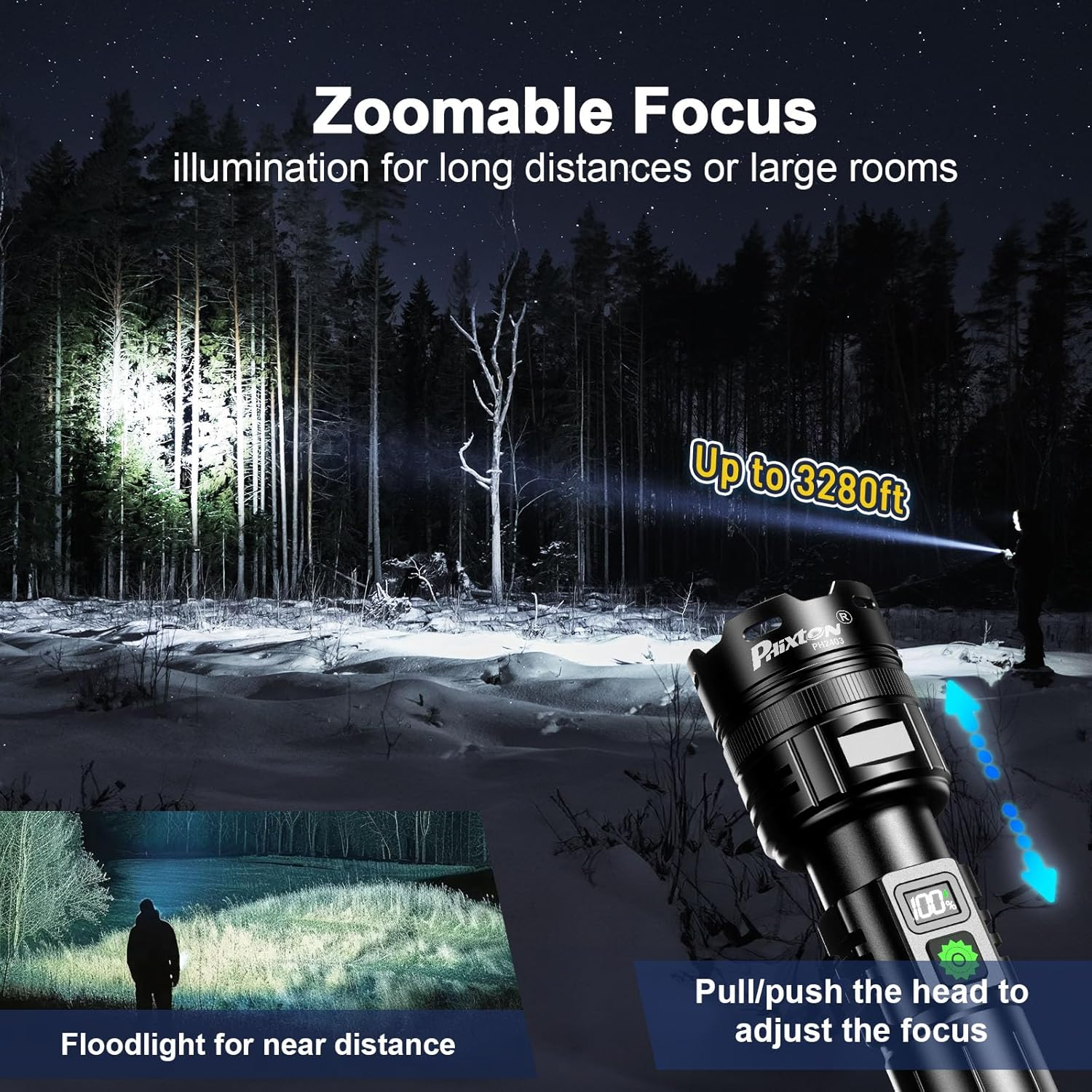 Rechargeable Flashlights 2000 High Lumens Single One Mode Super Bright, High Powered LED Flashlight USB C, High Beam 3280 Ft Long Lasting Powerful Heavy Duty Strong Flash Light for Security Hiking image number 5