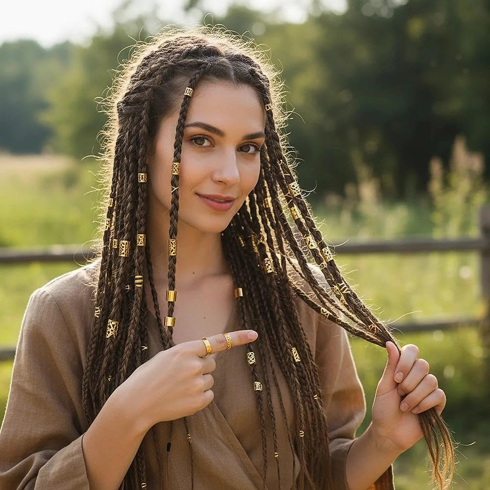 50-Piece Gold Metal Hair Clips & Hair Accessories for Braids, Locs, and Dreadlocks - Ermaoo image number 6