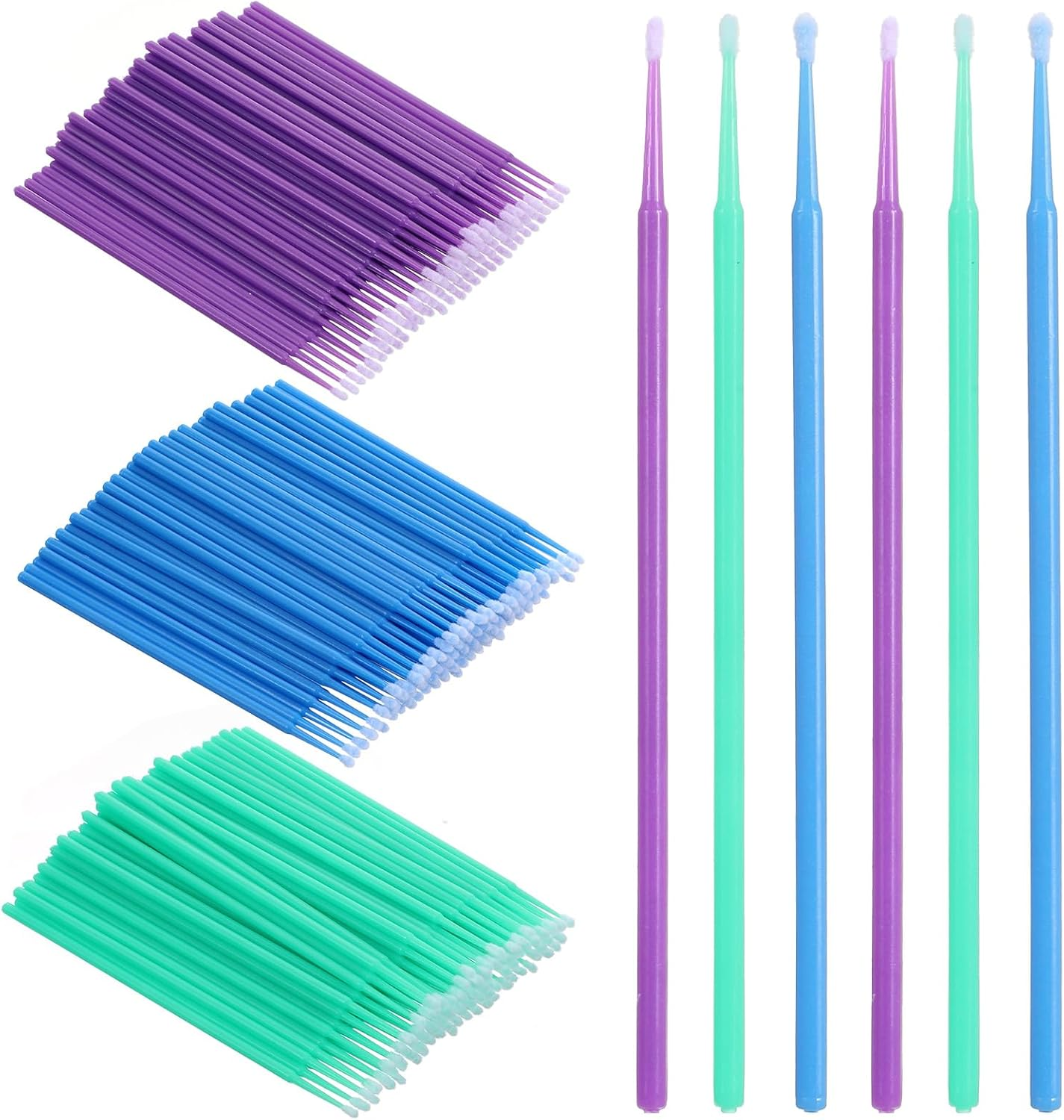300Pcs Micro Applicator Brush,Touch up Paint Brushes for Automotive Paint Chip Repair Disposable, 3 Different Sizes of Micro Applicators 1.5Mm, 2Mm, 2.5Mm, Blue Green Purple image number 4