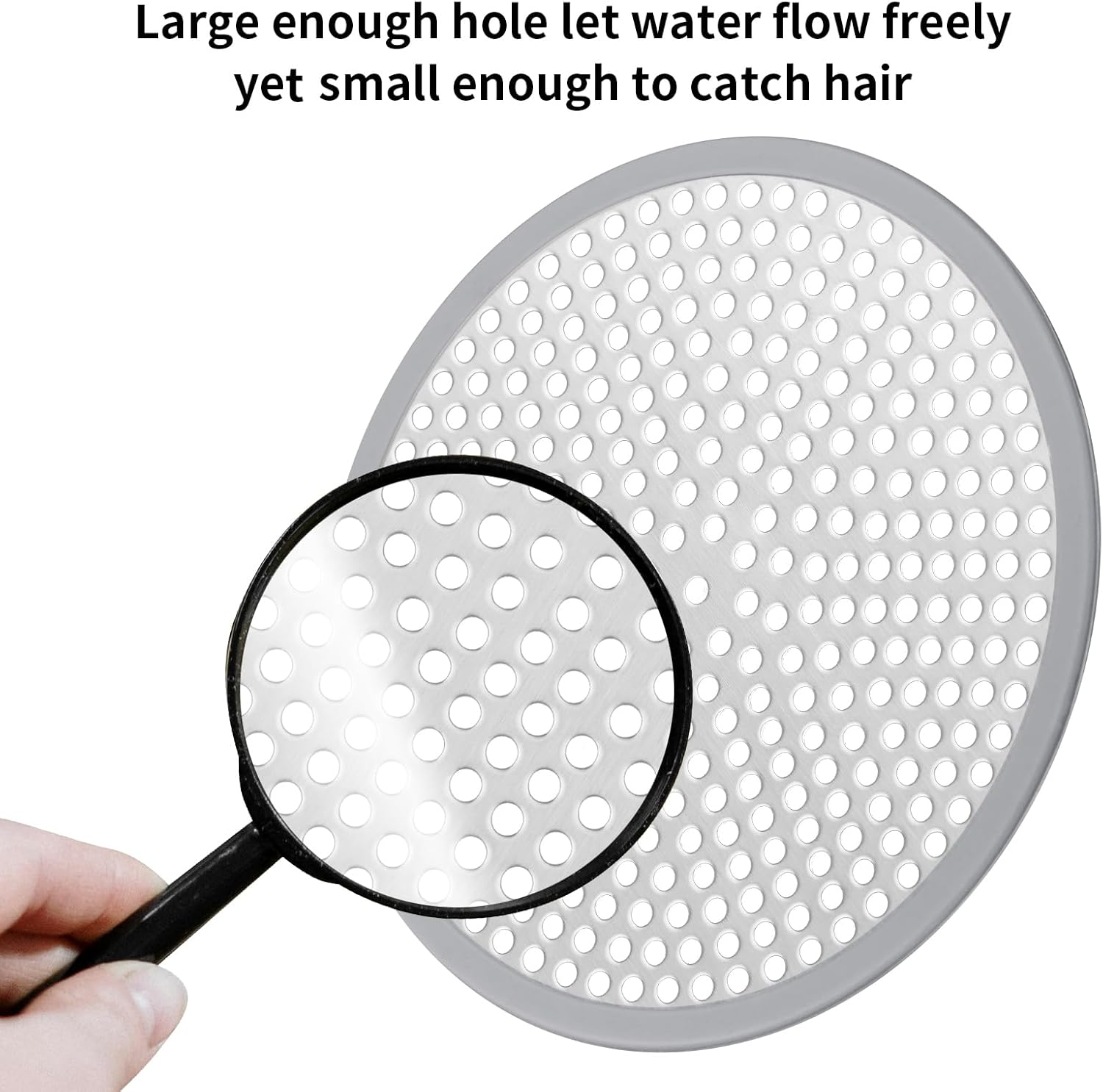 Ohtomber Shower Drain Hair Catcher - 2PCS 4.72&rdquo; Shower Stall Sink Drain Cover Strainer, Stainless Steel Bathtub Hair Filter Trap Stopper, Bathroom Floor Screen Protector with Silicone Rim image number 2