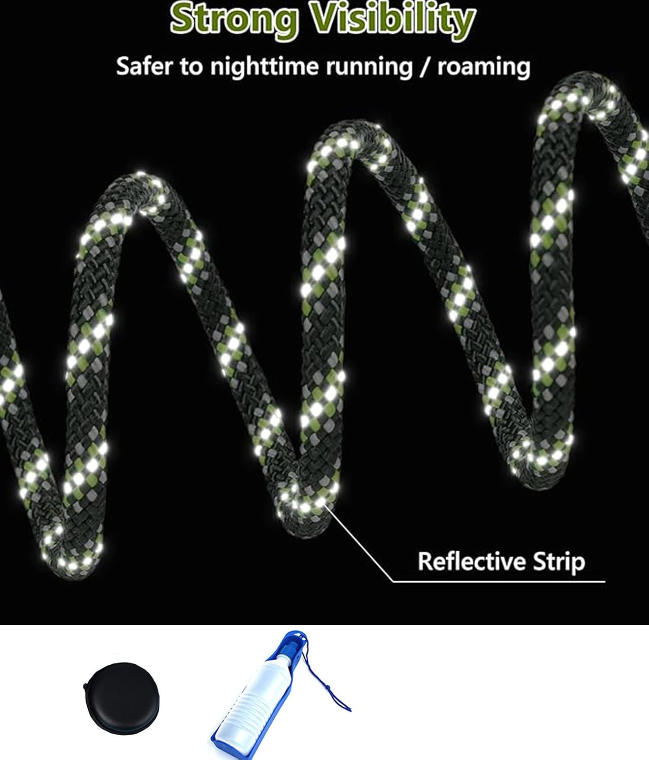 Dog Tie Out Cable for Camping,15M Portable Overhead Trolley System with 3M Runner Lead for Dogs up to 200Lbs，Portable Reflective Dog Lead Line for Yard, Park and Outdoor image number 3