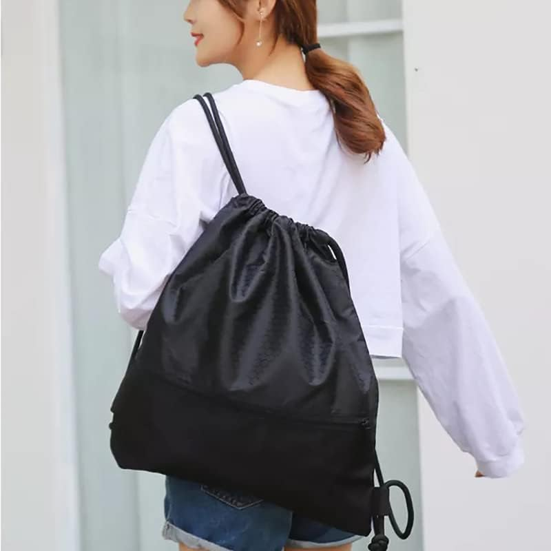 AIMALL Drawstring Backpack Waterproof Drawstring Bag String Bag with Zipper Sport Pack String Tote Gym Bag Cinch Sack for Gym or Traveling, Swimming Bag for Men, Women and Children image number 2