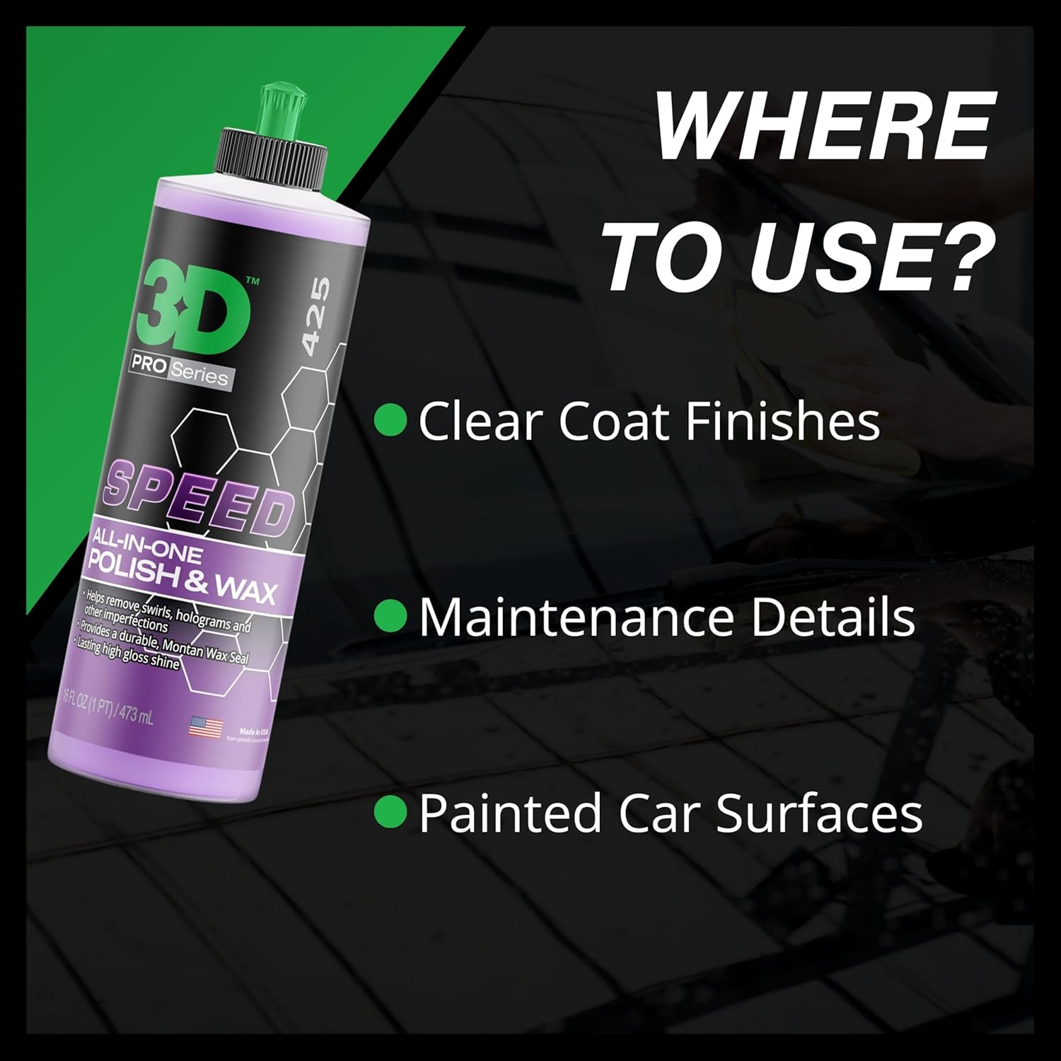 HD Speed All in One Polish/Wax | Clear Coat Car Polish and Wax in One | Paint Protection, Swirl Correction | Perfect for Auto Detailing & Restoration | Gel Coat Friendly 32 Oz image number 1