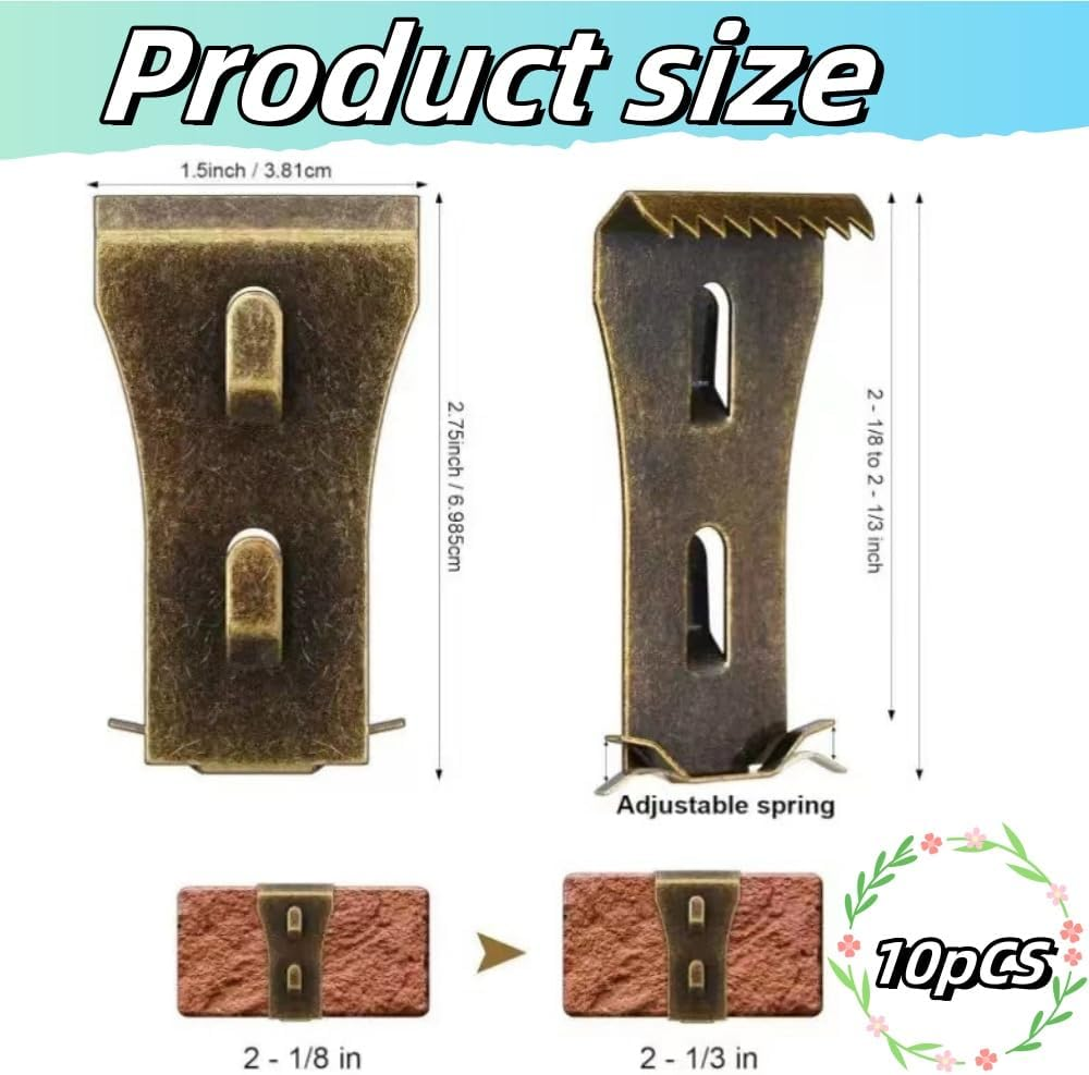 Jindizi 10Pcs Brick Hook Clips Heavy Duty Hanging Clips Brick Clamps Outdoor Brick Hangers Wall Clips without Drilling for Hanging Outdoor Home Decoration image number 5