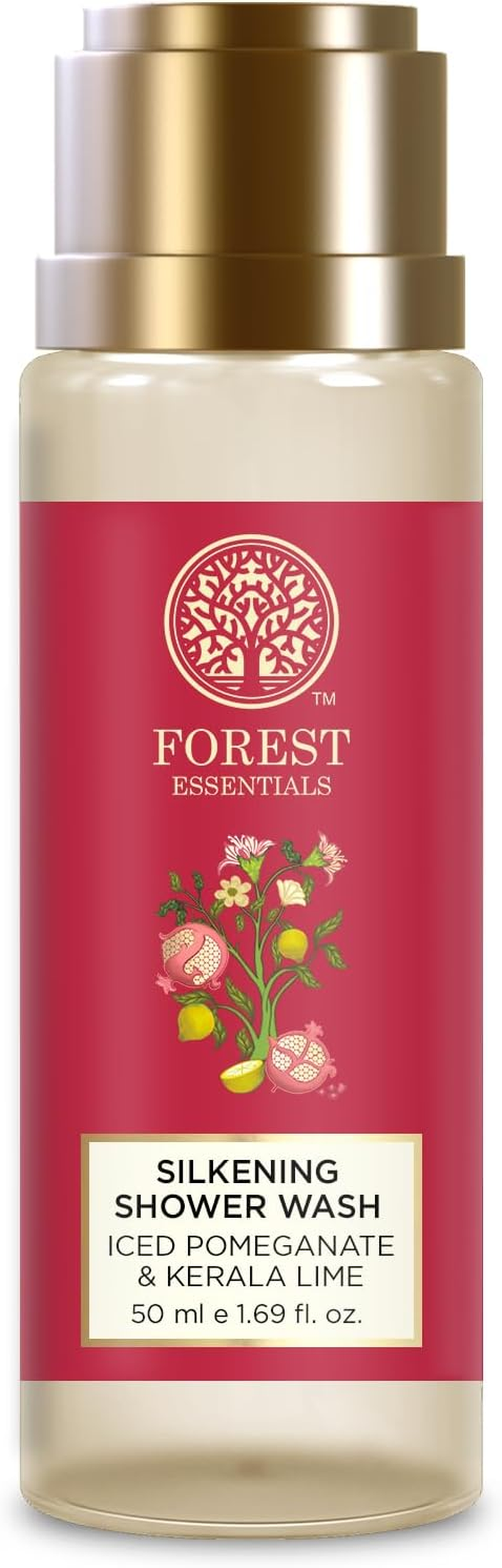Forest Essentials Travel Size Silkening Shower Wash Iced Pomegranate & Kerala Lime 50Ml (Body Wash) image number 1