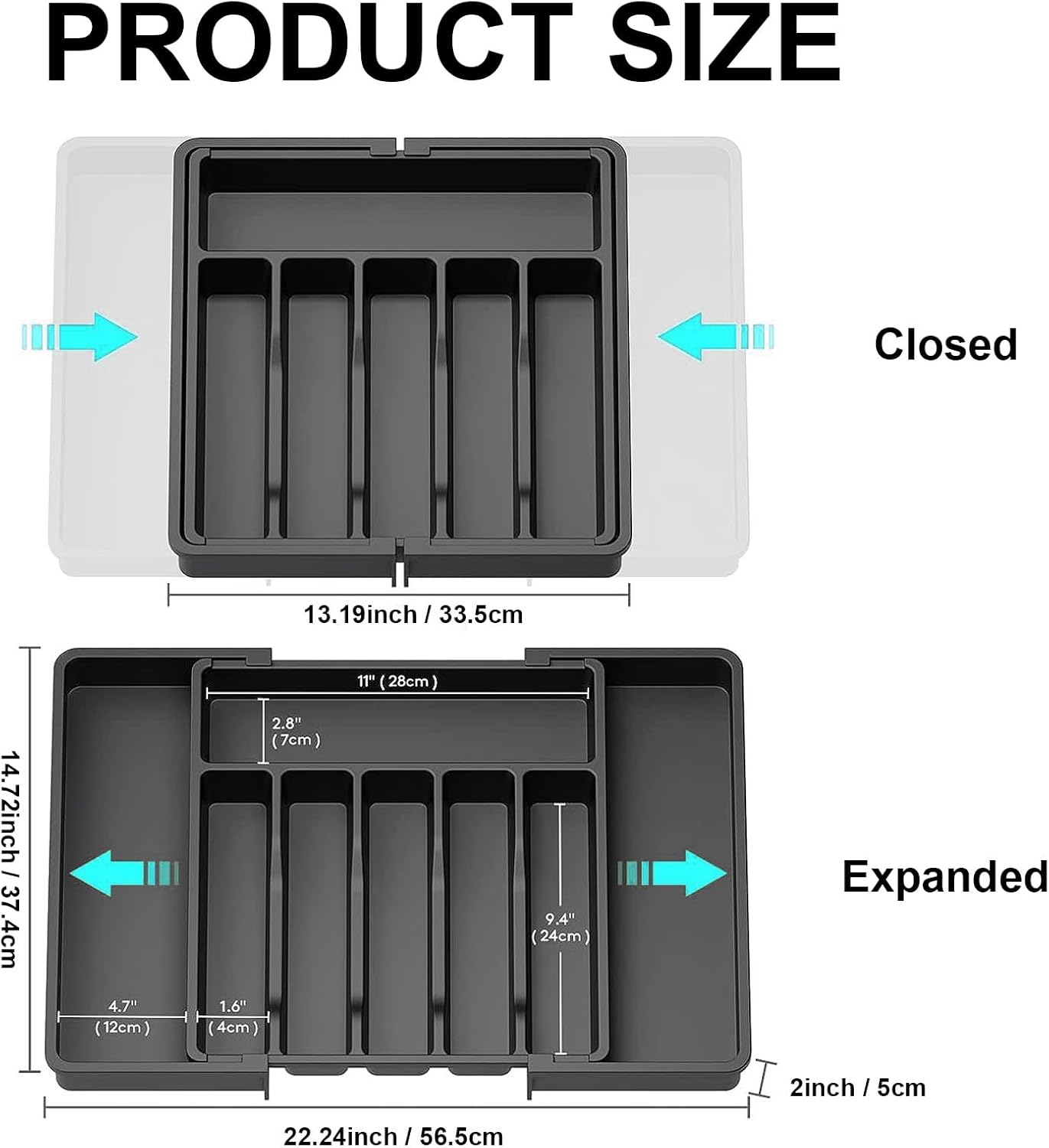Silverware Organizer, Kitchen Utensil Cutlery Drawer Organiser Flatware Storage Tray, Expandable image number 1